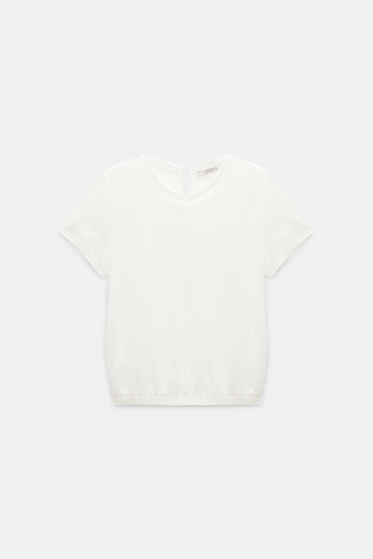 Dorothee Schumacher Hemp top with knit trim camellia white