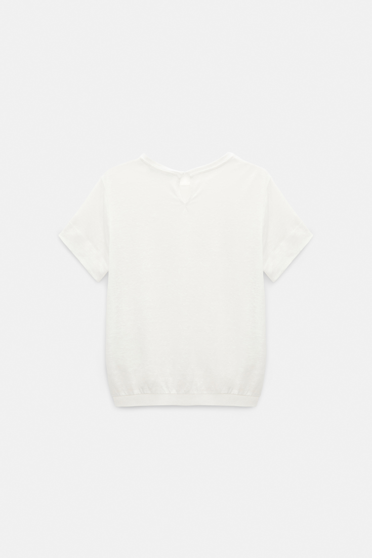 Dorothee Schumacher Hemp top with knit trim camellia white