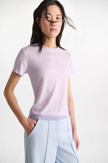 Dorothee Schumacher Hemp top with knit trim crocus