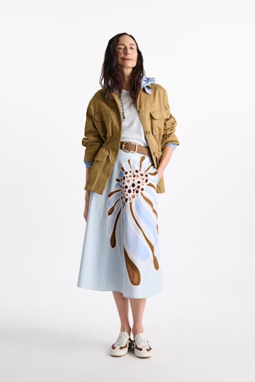 Dorothee Schumacher Hemp top with knit trim sky blue