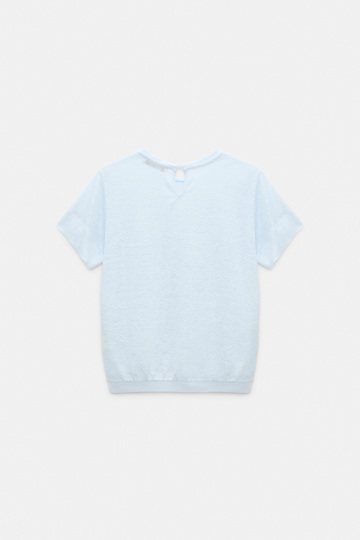 Dorothee Schumacher Hemp top with knit trim sky blue