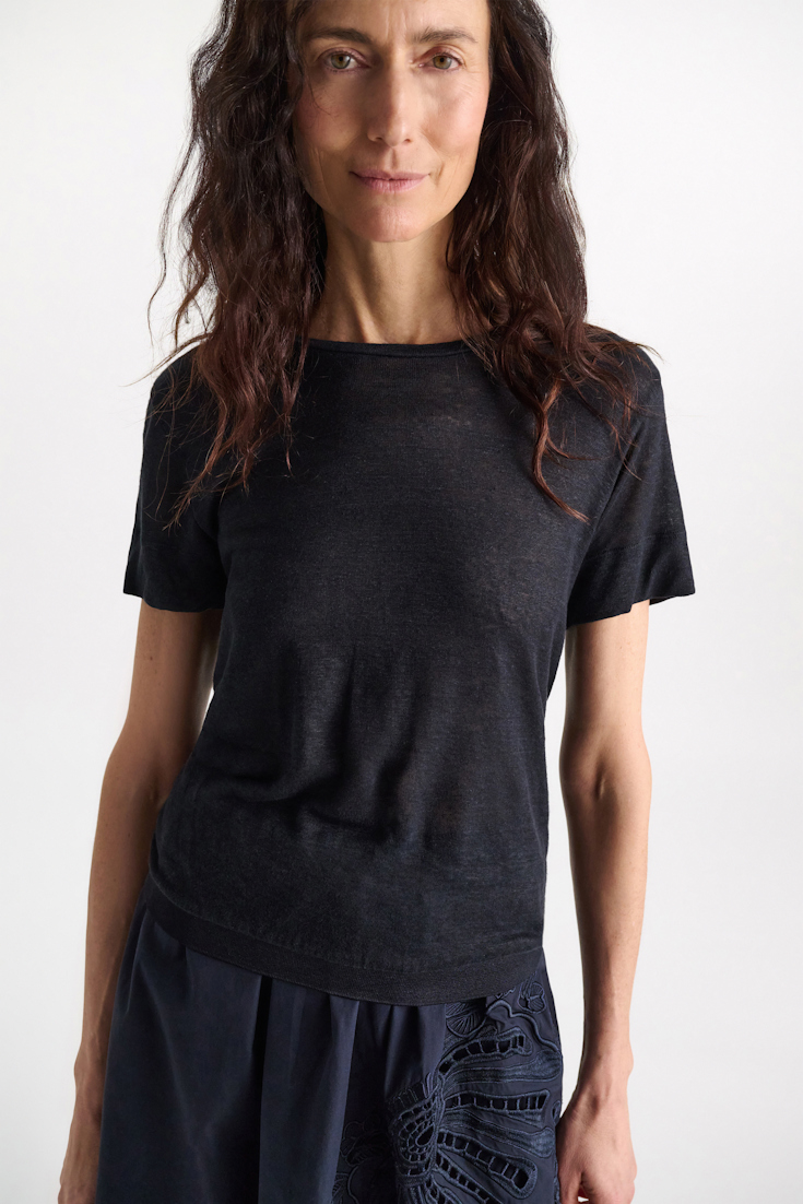 Dorothee Schumacher Shirt mit Strickbündchen dark navy