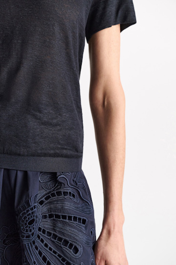 Dorothee Schumacher Shirt mit Strickbündchen dark navy