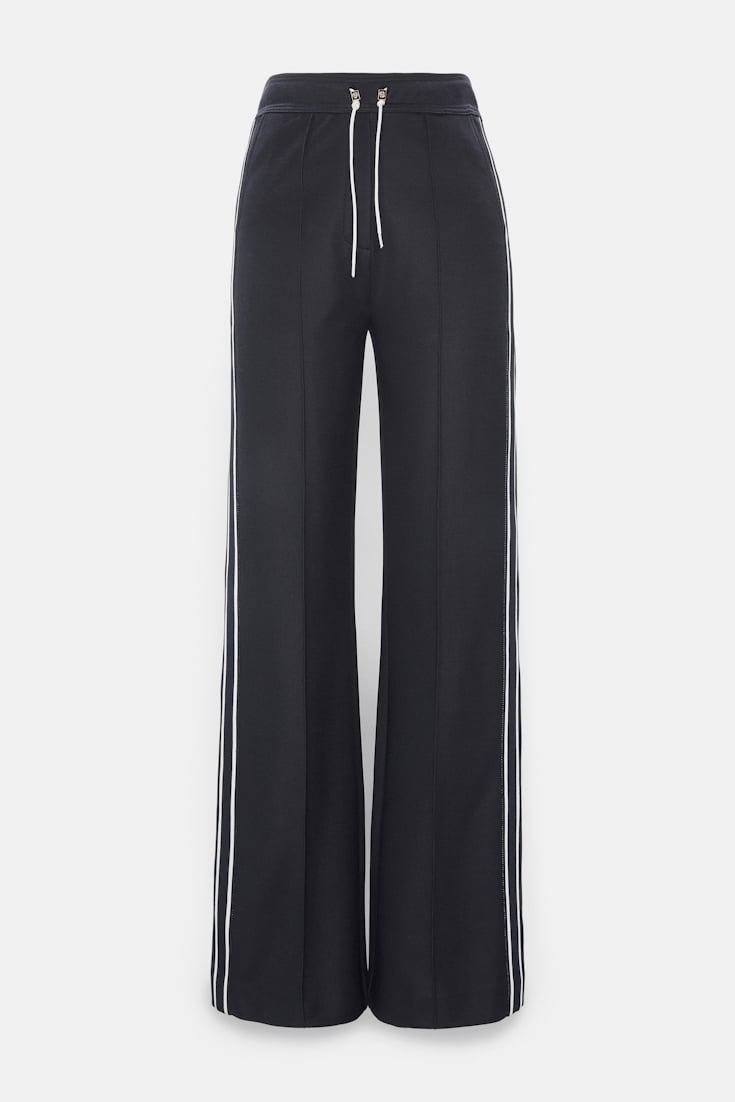 Dorothee Schumacher Track pants with knit side stripes dark navy