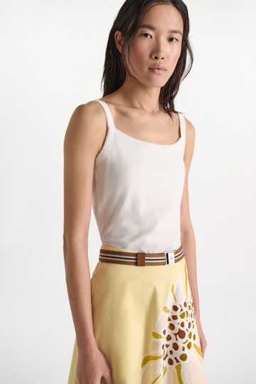 Dorothee Schumacher Stretch cotton tank top with contrast trim camellia white