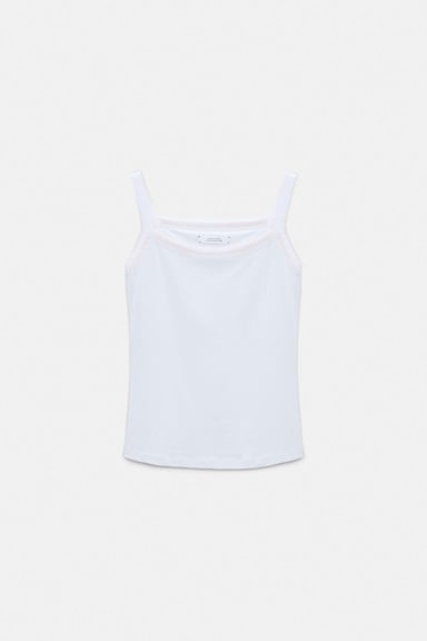 Dorothee Schumacher Stretch cotton tank top with contrast trim camellia white