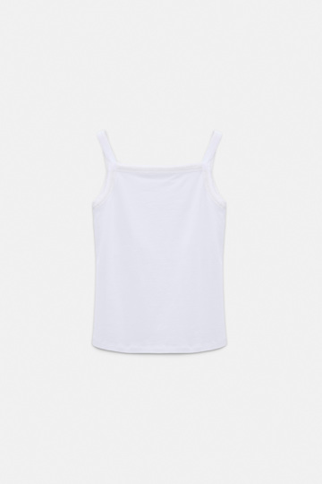 Dorothee Schumacher Stretch cotton tank top with contrast trim camellia white