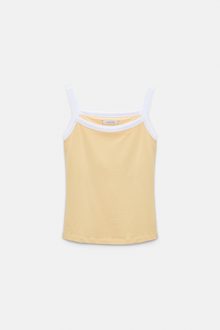 Dorothee Schumacher Stretch cotton tank top with contrast trim bisquit