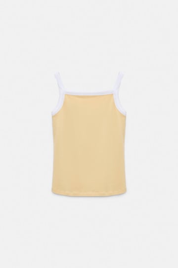 Dorothee Schumacher Stretch cotton tank top with contrast trim bisquit