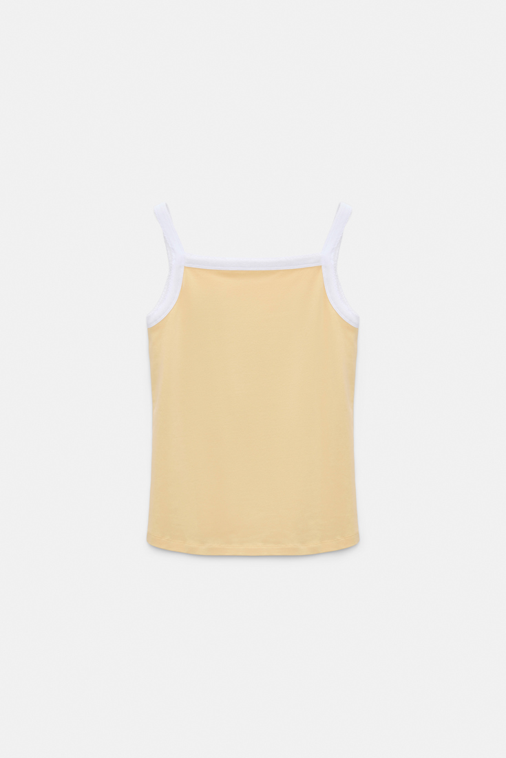 Dorothee Schumacher Stretch cotton tank top with contrast trim bisquit