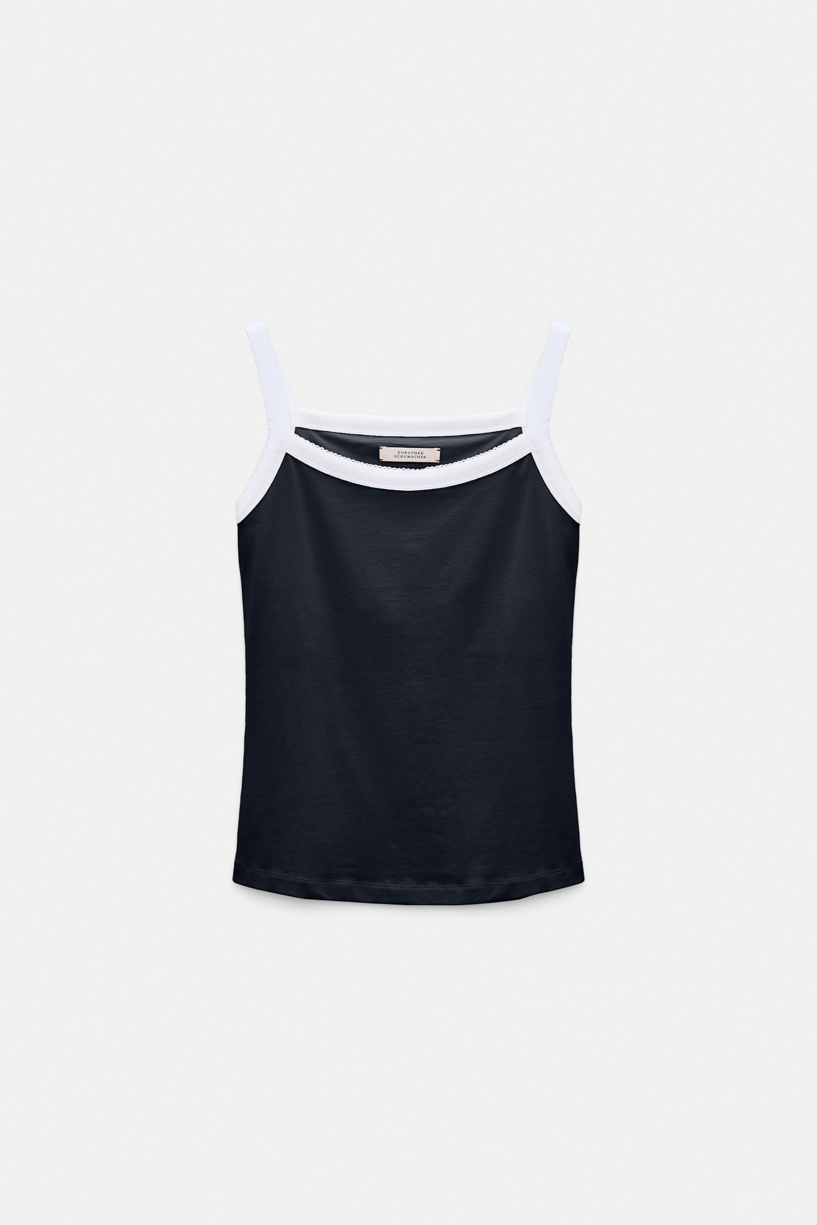 Dorothee Schumacher Stretch cotton tank top with contrast trim dark navy