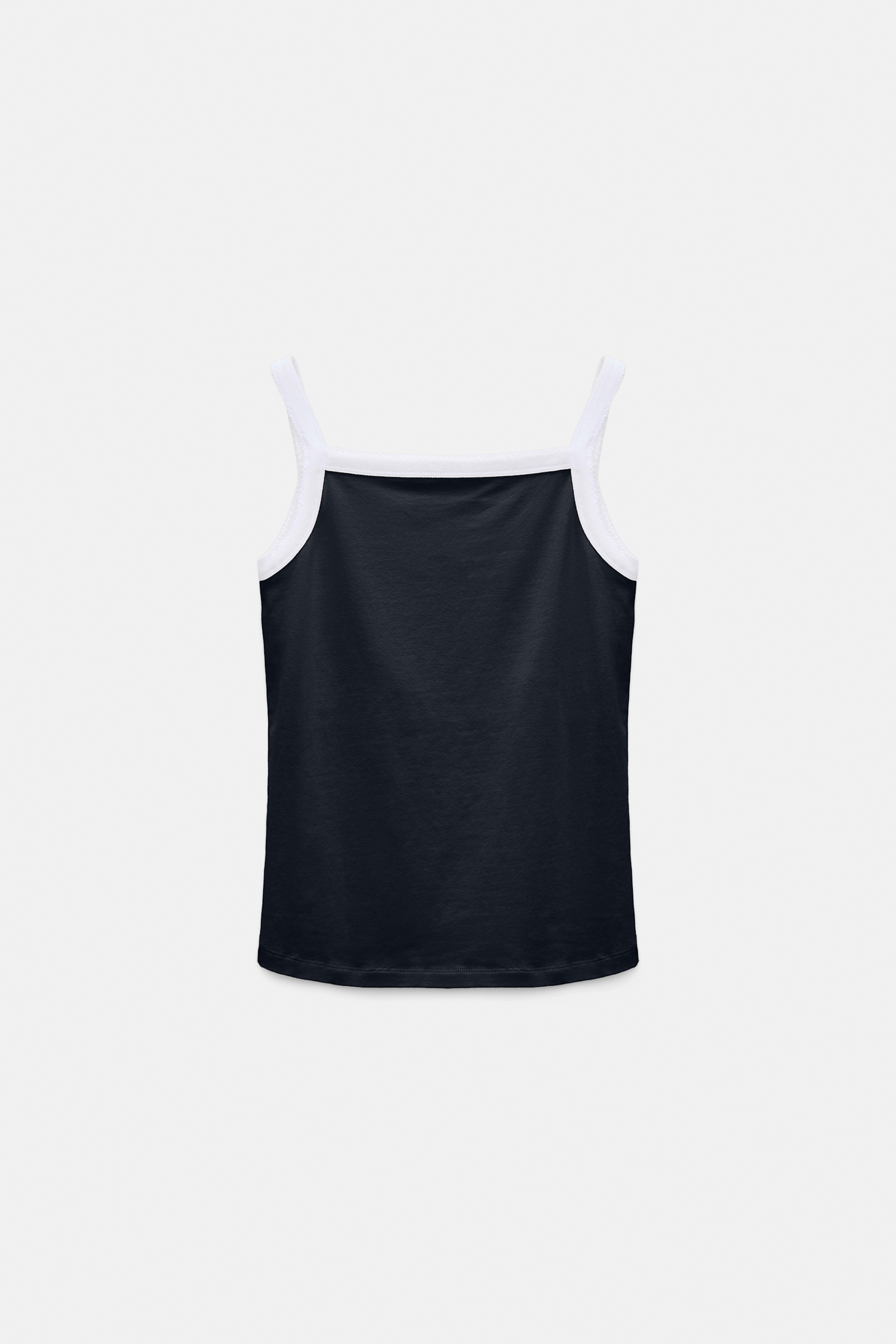 Dorothee Schumacher Stretch cotton tank top with contrast trim dark navy