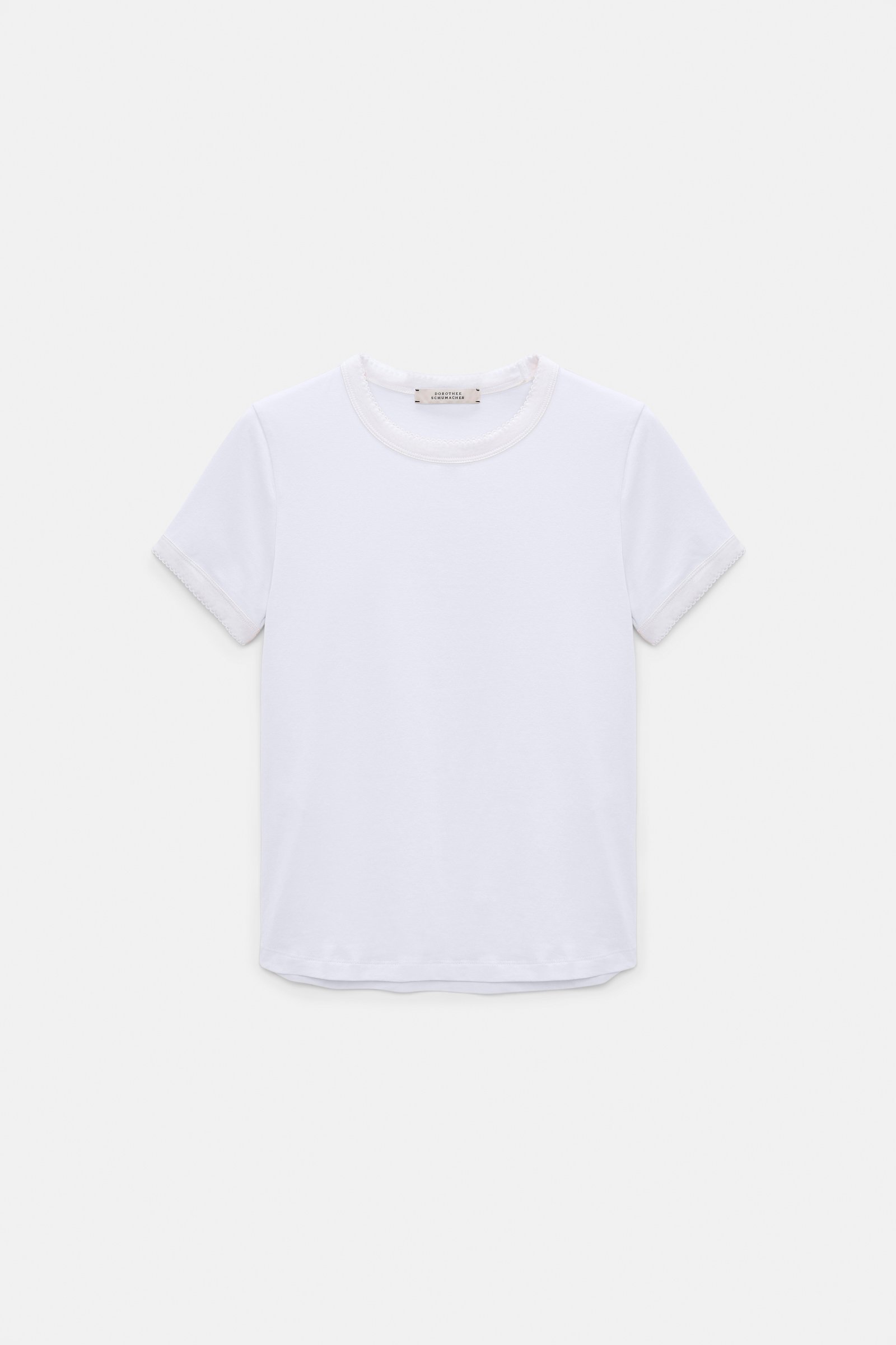 Dorothee Schumacher Stretch cotton shrunken T-shirt with contrast trim camellia white
