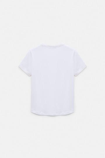 Dorothee Schumacher Stretch cotton shrunken T-shirt with contrast trim camellia white