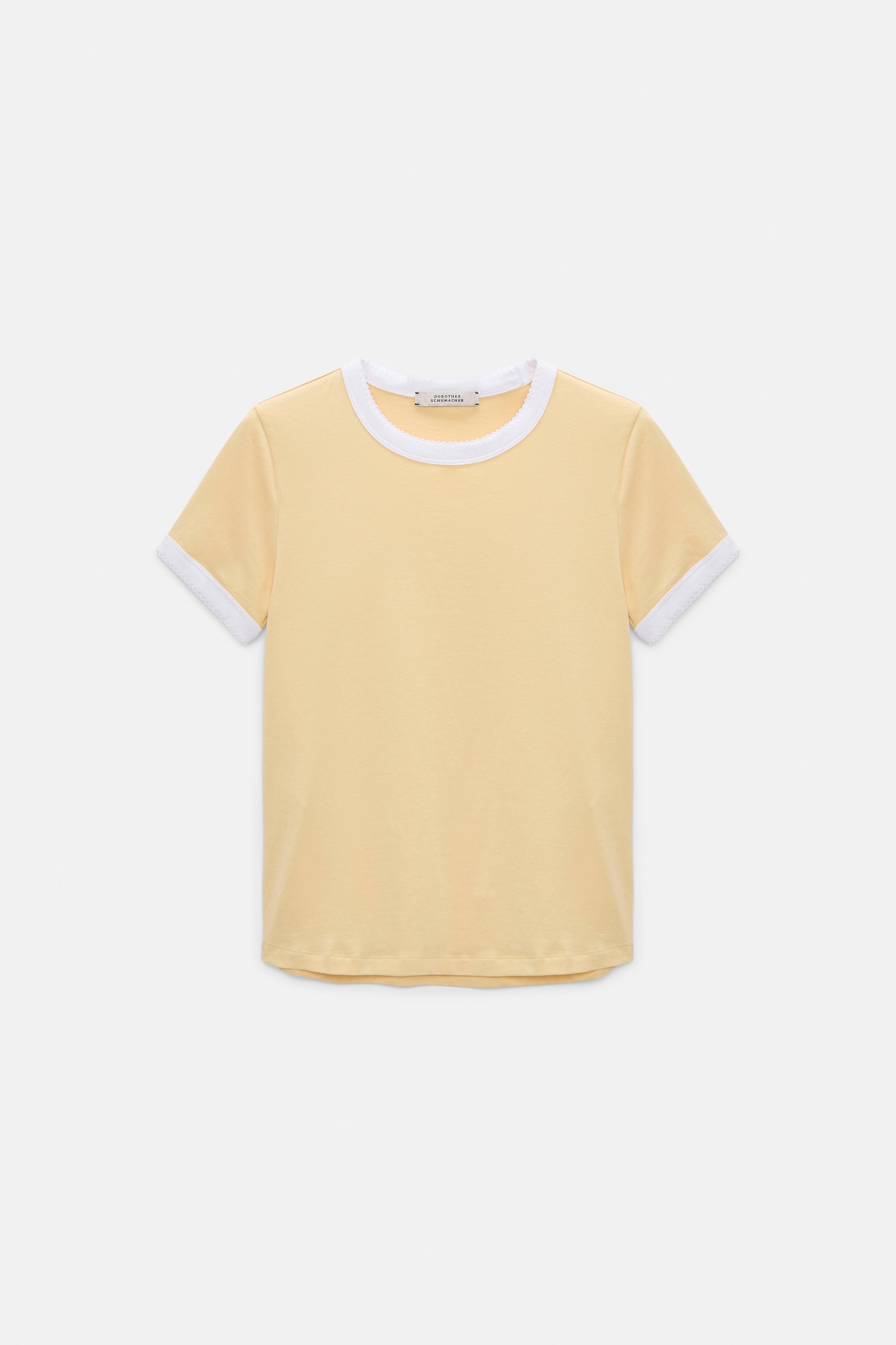 Dorothee Schumacher Stretch cotton shrunken T-shirt with contrast trim bisquit