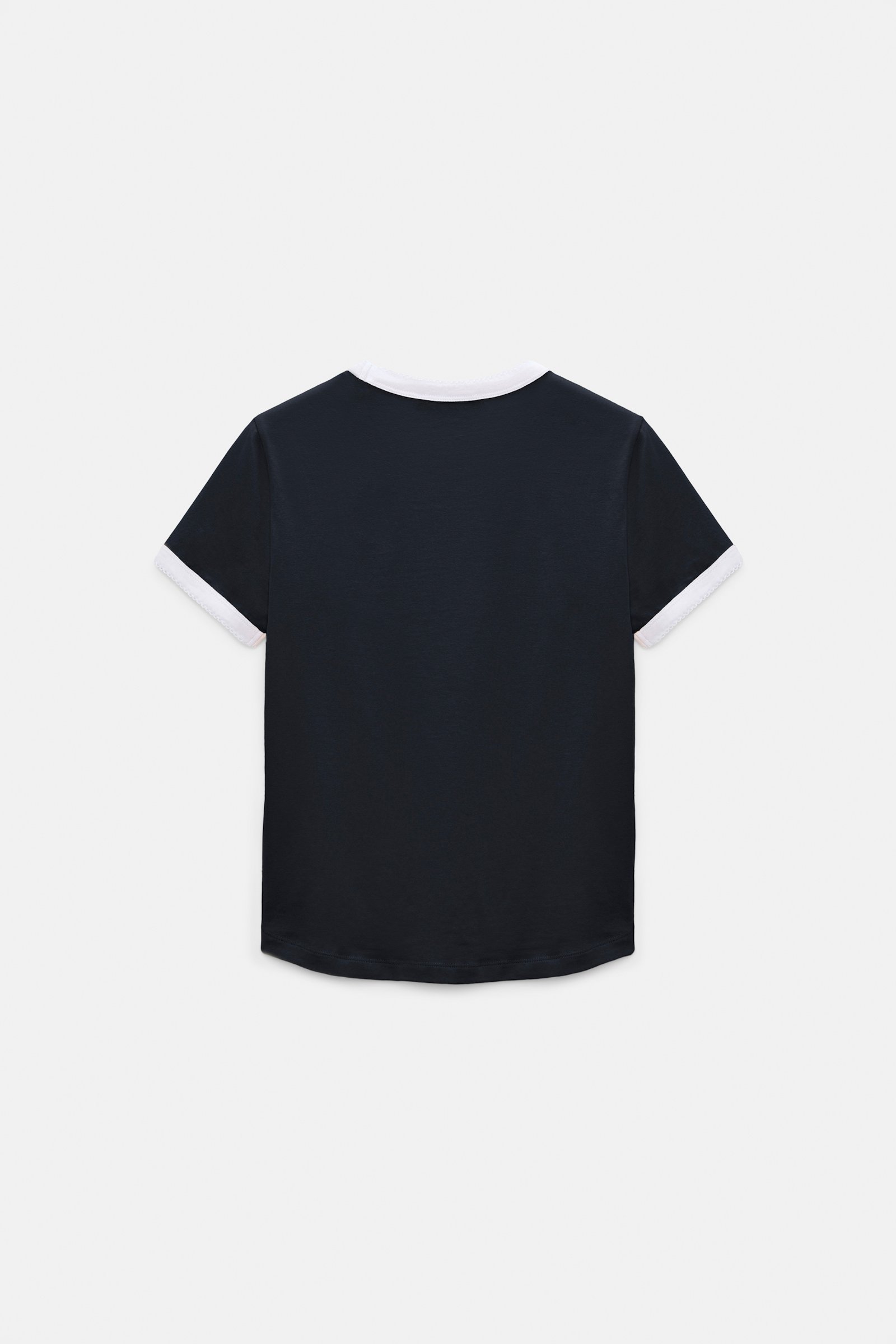 Dorothee Schumacher Stretch cotton shrunken T-shirt with contrast trim dark navy