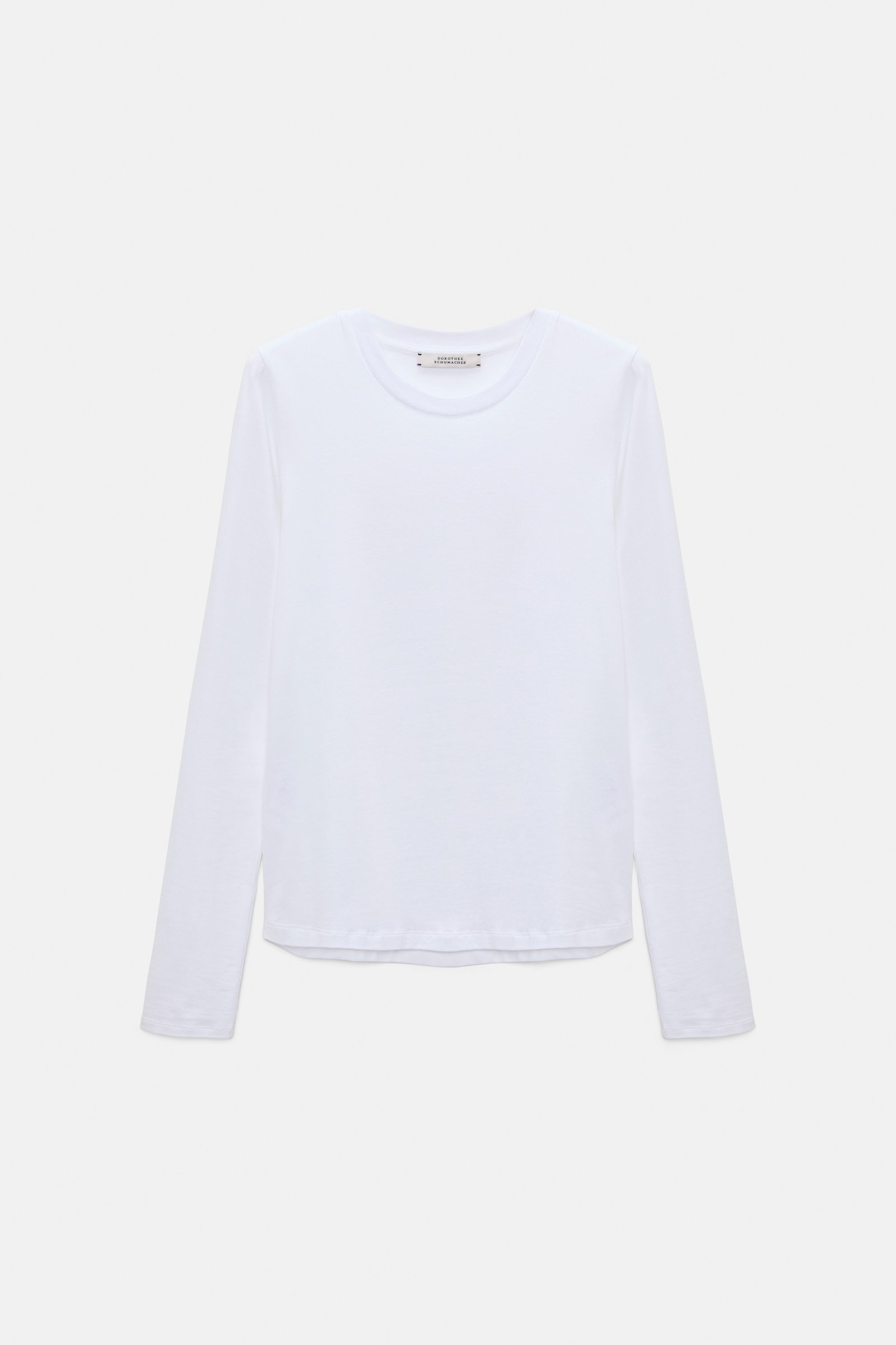 Dorothee Schumacher Stretch cotton long sleeve T-shirt with tonal trim camellia white