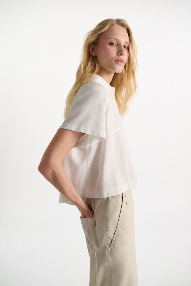 Dorothee Schumacher Polo shirt with D-rose embroidery pure white