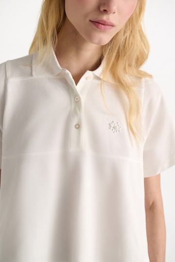 Dorothee Schumacher Polo shirt with D-rose embroidery pure white