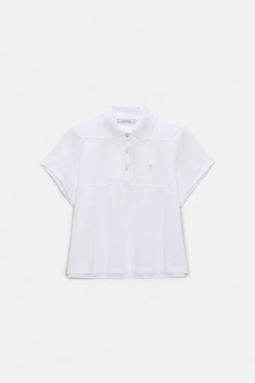 Dorothee Schumacher Polo shirt with D-rose embroidery pure white