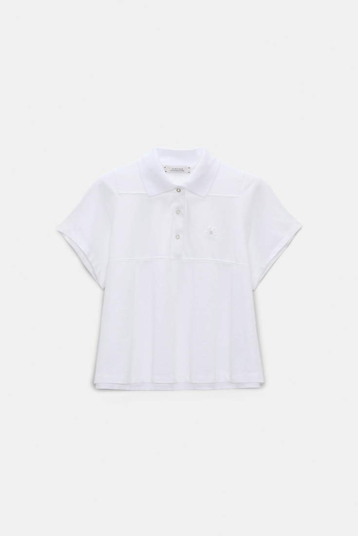 Dorothee Schumacher Polo shirt with D-rose embroidery pure white