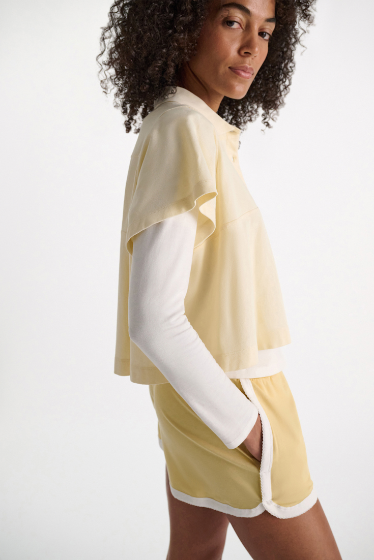 Dorothee Schumacher Polo shirt with D-rose embroidery powder pastis