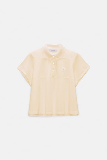 Dorothee Schumacher Polo shirt with D-rose embroidery powder pastis