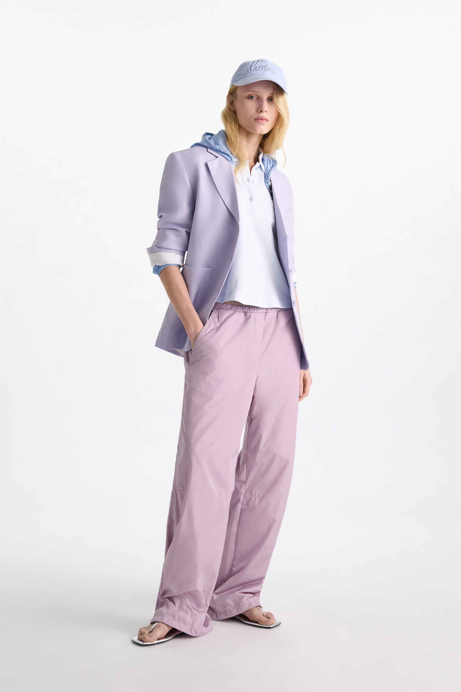 Dorothee Schumacher Polo shirt with D-rose embroidery sky blue