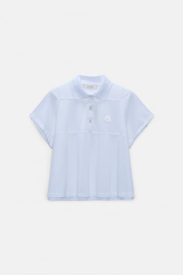 Dorothee Schumacher Polo shirt with D-rose embroidery sky blue