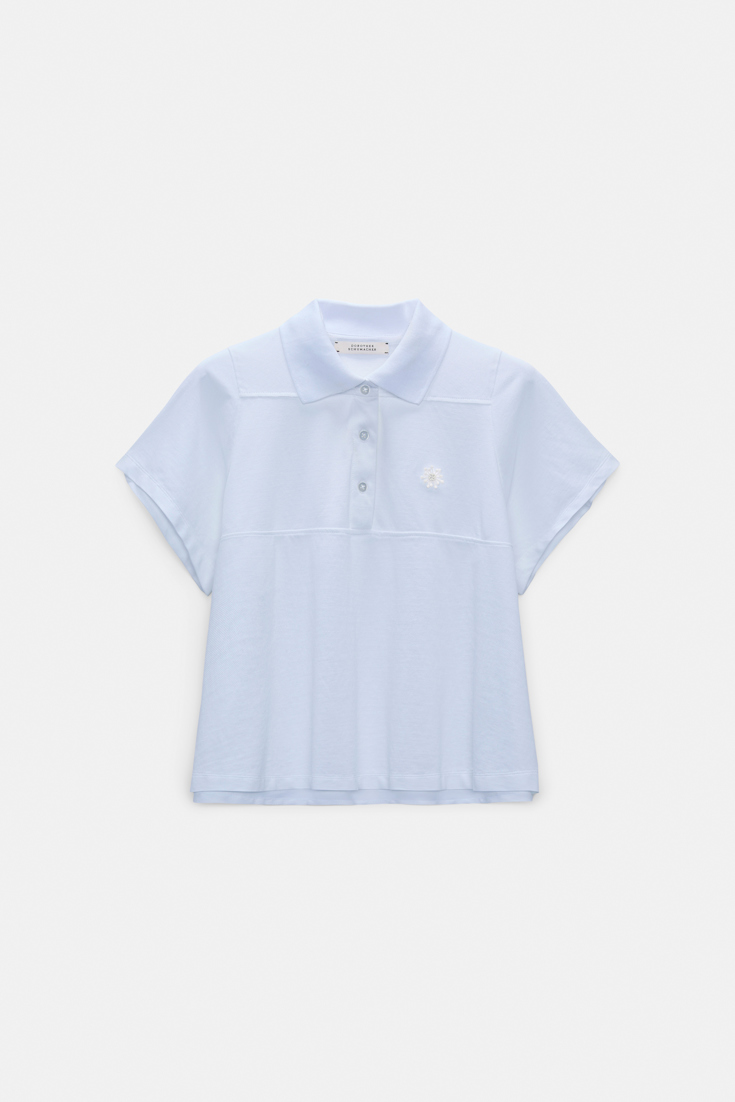 Dorothee Schumacher Polo shirt with D-rose embroidery sky blue
