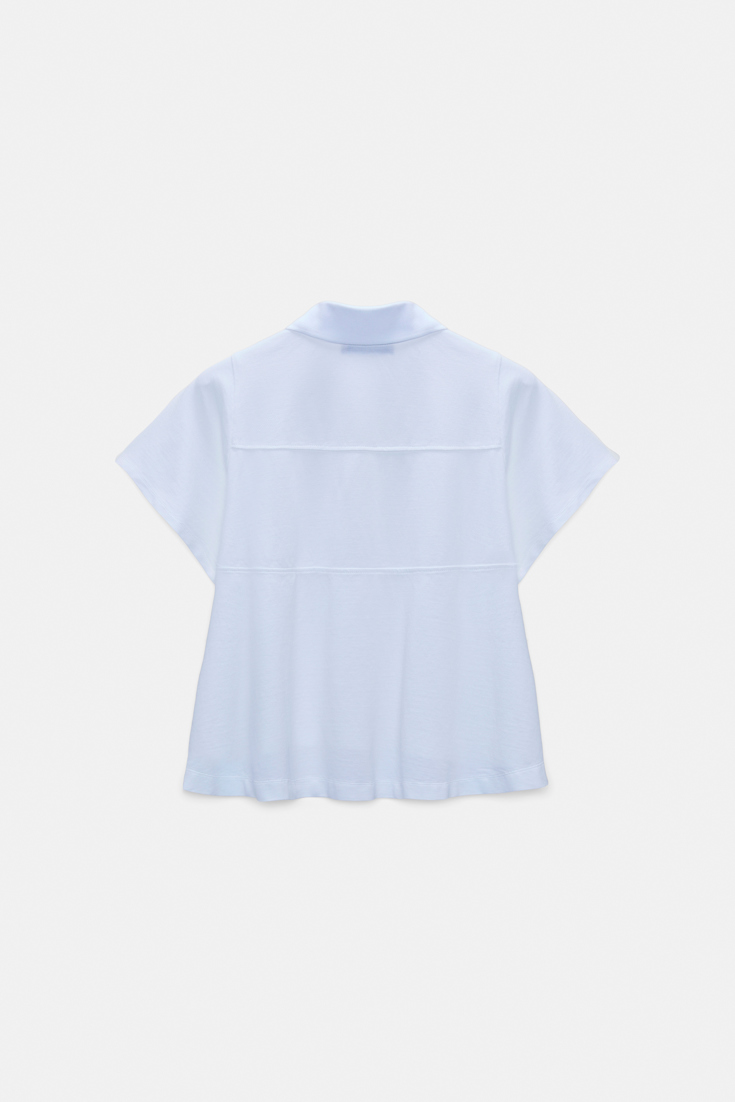 Dorothee Schumacher Polo shirt with D-rose embroidery sky blue