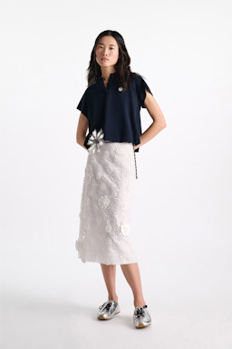 Dorothee Schumacher Polo shirt with D-rose embroidery dark navy