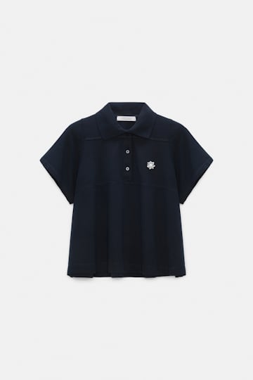 Dorothee Schumacher Polo shirt with D-rose embroidery dark navy