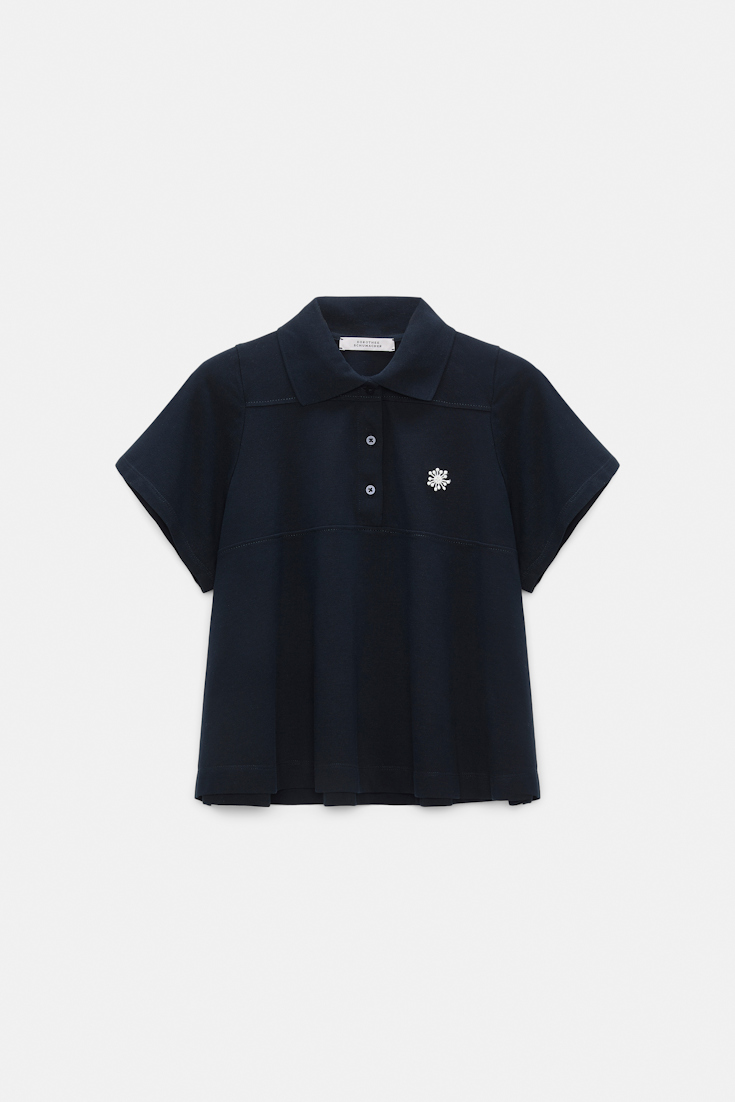 Dorothee Schumacher Polo shirt with D-rose embroidery dark navy