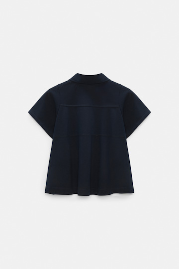 Dorothee Schumacher Polo shirt with D-rose embroidery dark navy