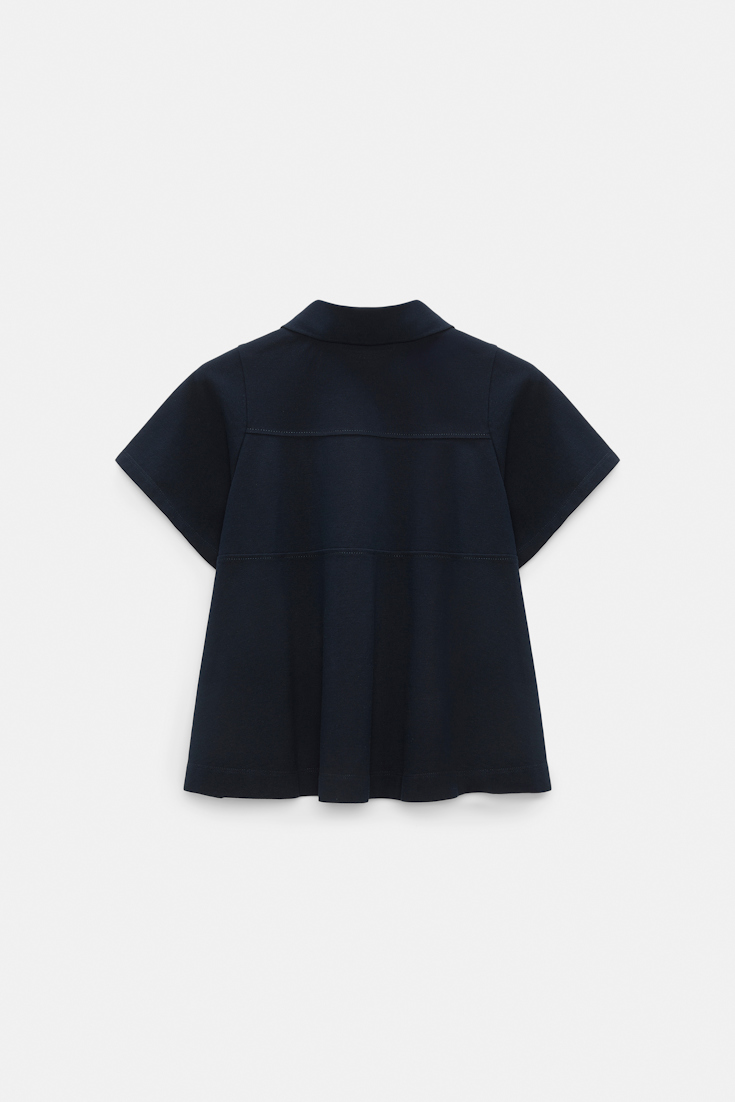 Dorothee Schumacher Polo shirt with D-rose embroidery dark navy