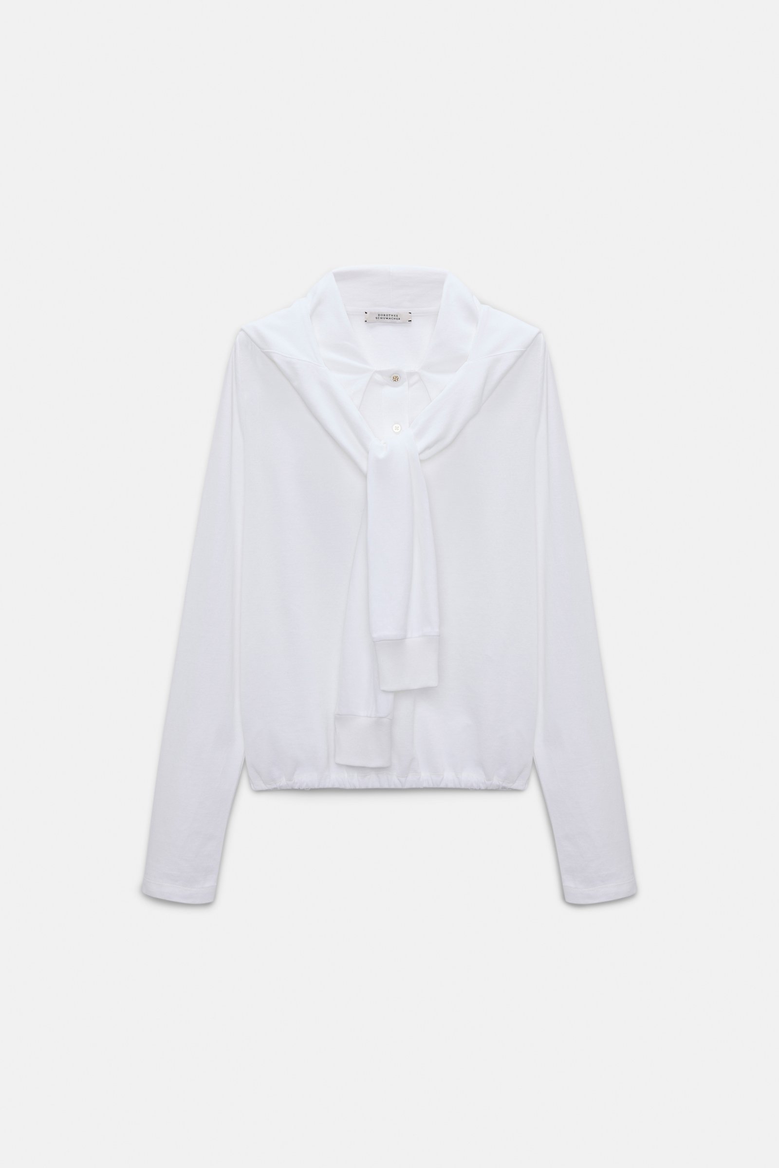 Dorothee Schumacher Long sleeve top with hood and layered look pure white