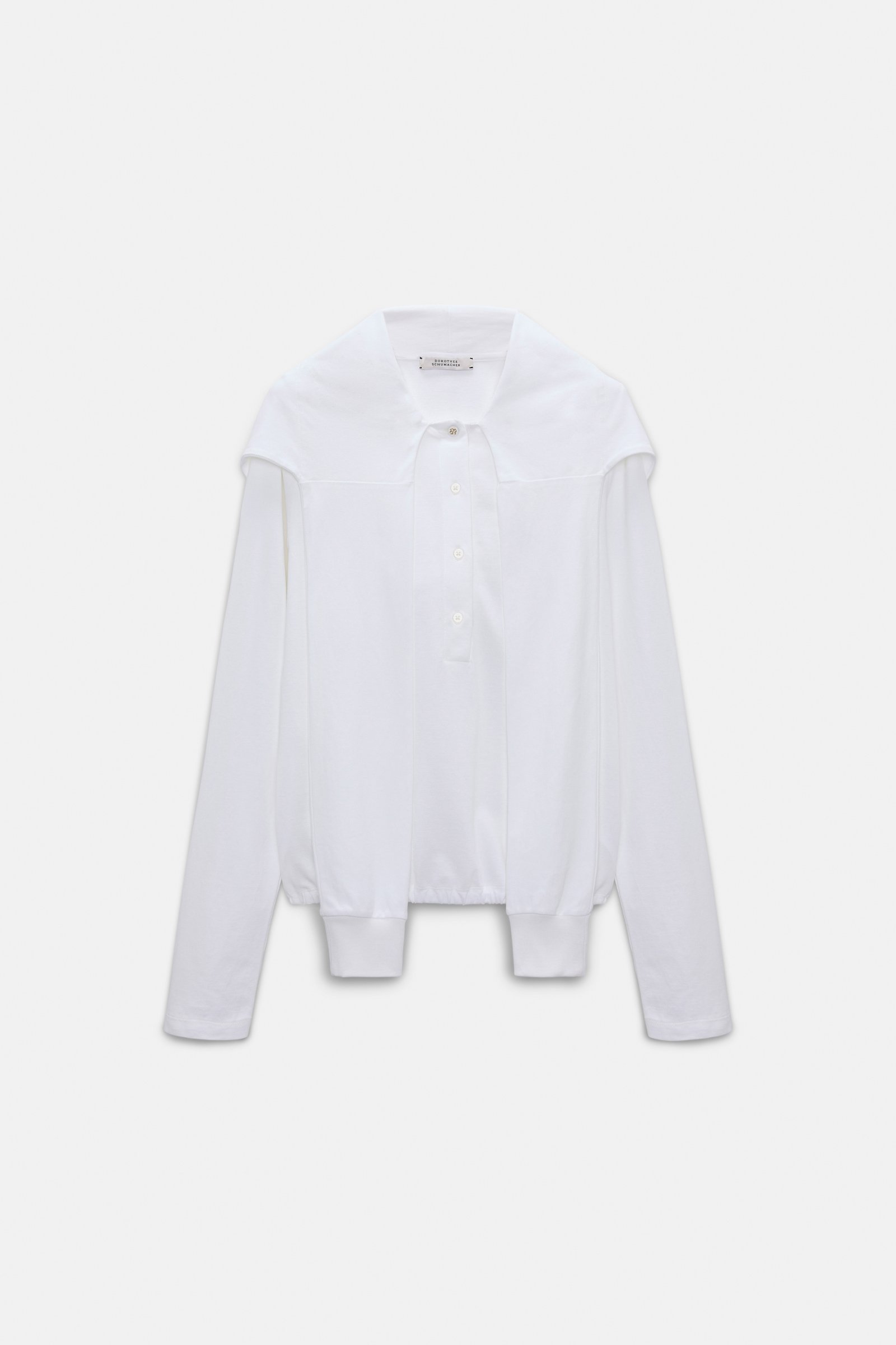 Dorothee Schumacher Long sleeve top with hood and layered look pure white