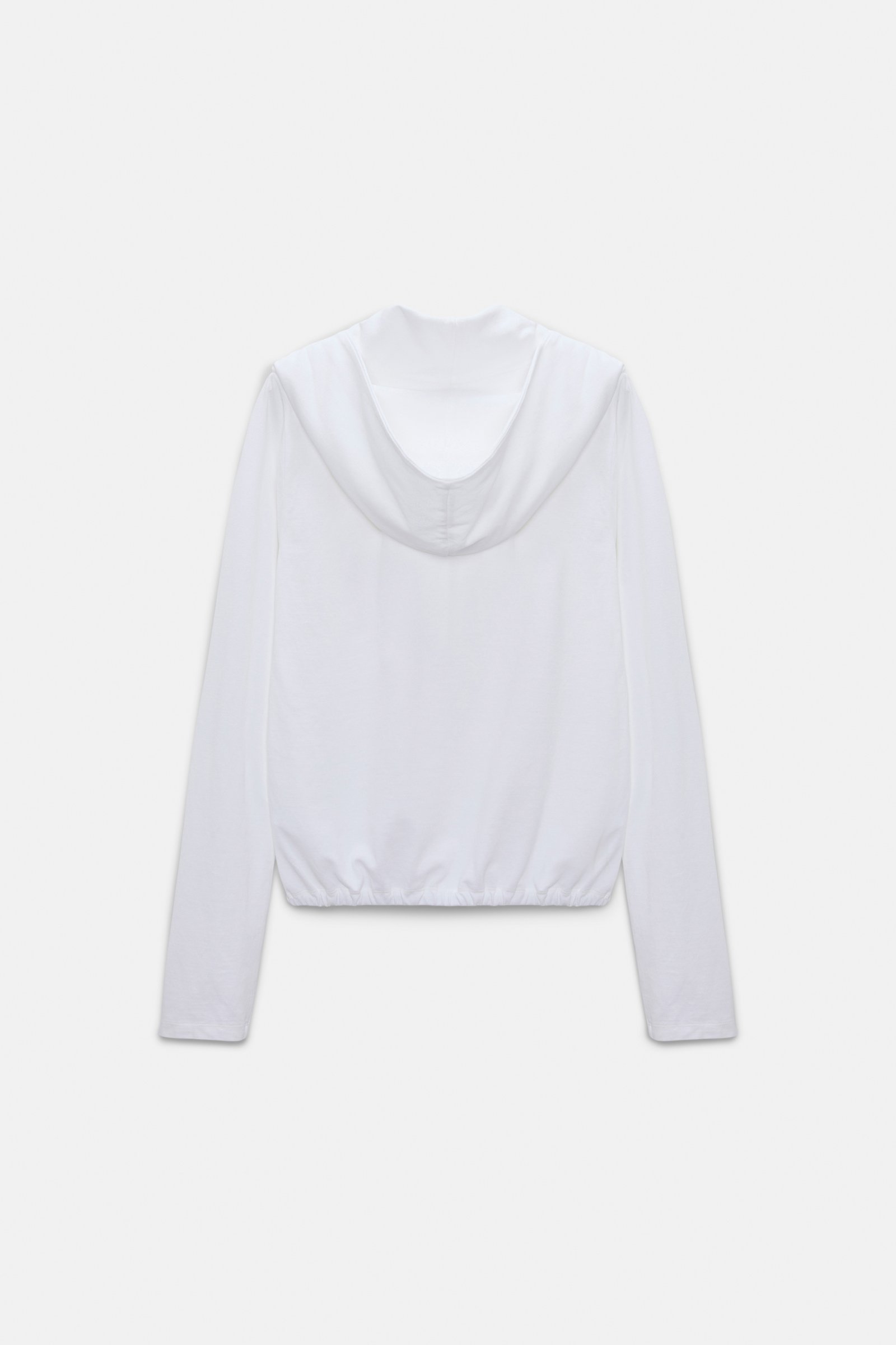 Dorothee Schumacher Long sleeve top with hood and layered look pure white