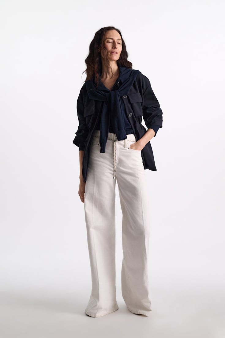 Dorothee Schumacher Longsleeve mit Kapuze und Lagenlook dark navy