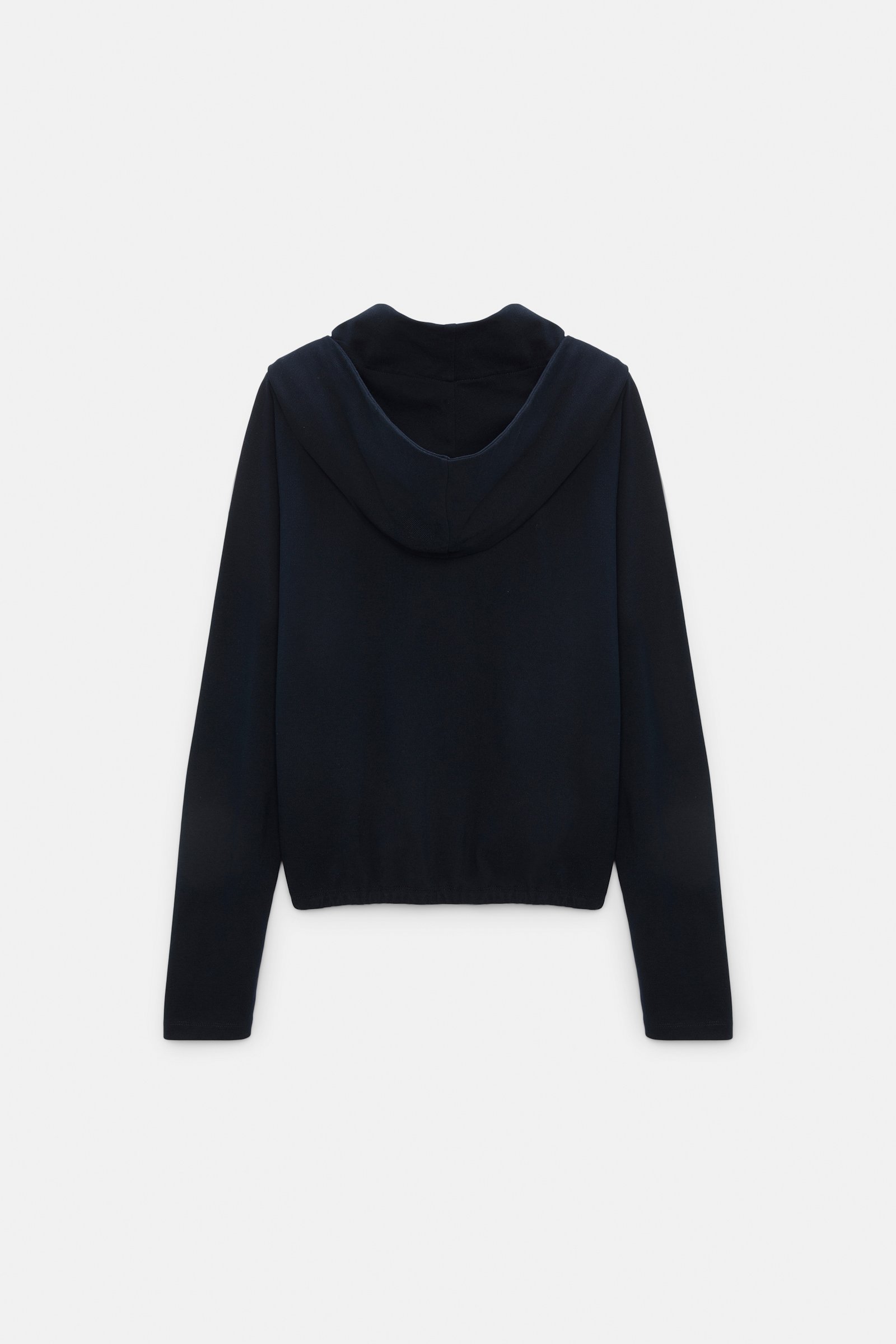 Dorothee Schumacher Longsleeve mit Kapuze und Lagenlook dark navy