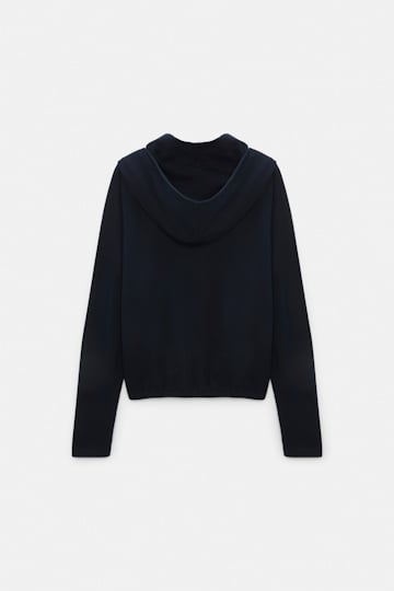 Dorothee Schumacher Long sleeve top with hood and layered look dark navy