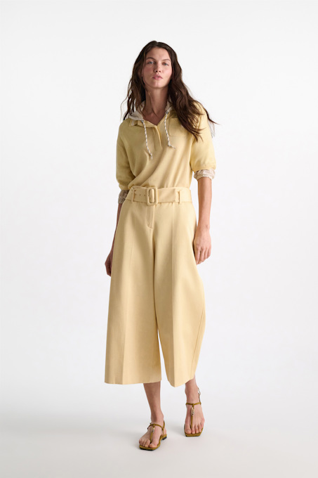 High-waisted cotton culottes