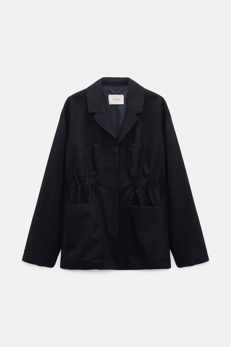 Dorothee Schumacher Women's Blue Wool Field Jacket Extra Large