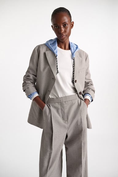 Dorothee Schumacher Karierter Blazer aus technischem Leinen white & walnut
