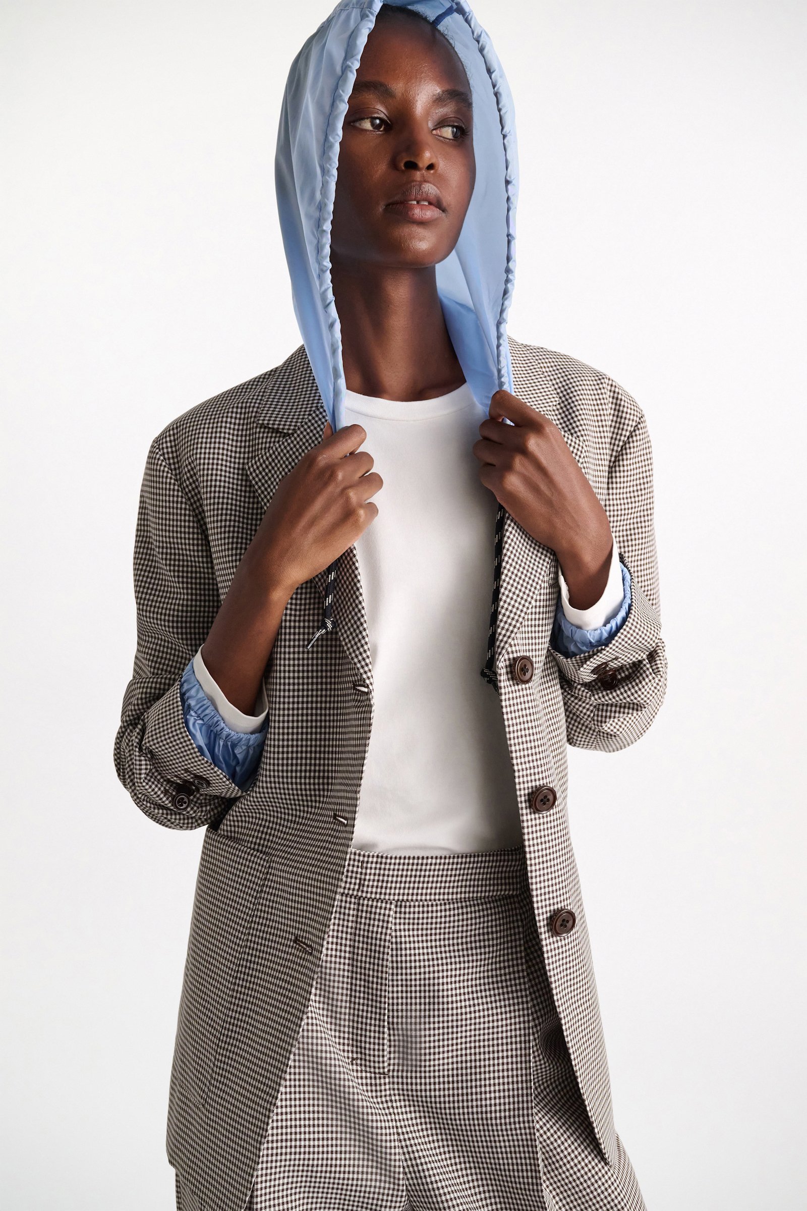 Dorothee Schumacher Karierter Blazer aus technischem Leinen white & walnut