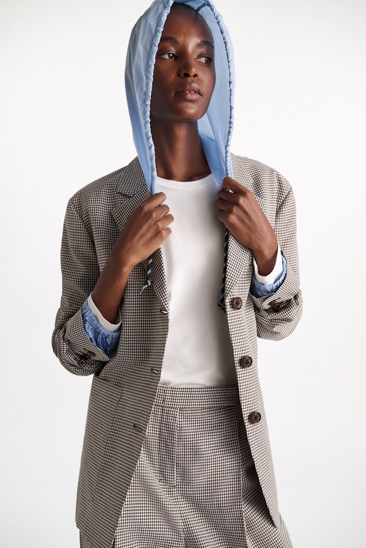 Dorothee Schumacher Karierter Blazer aus technischem Leinen white & walnut