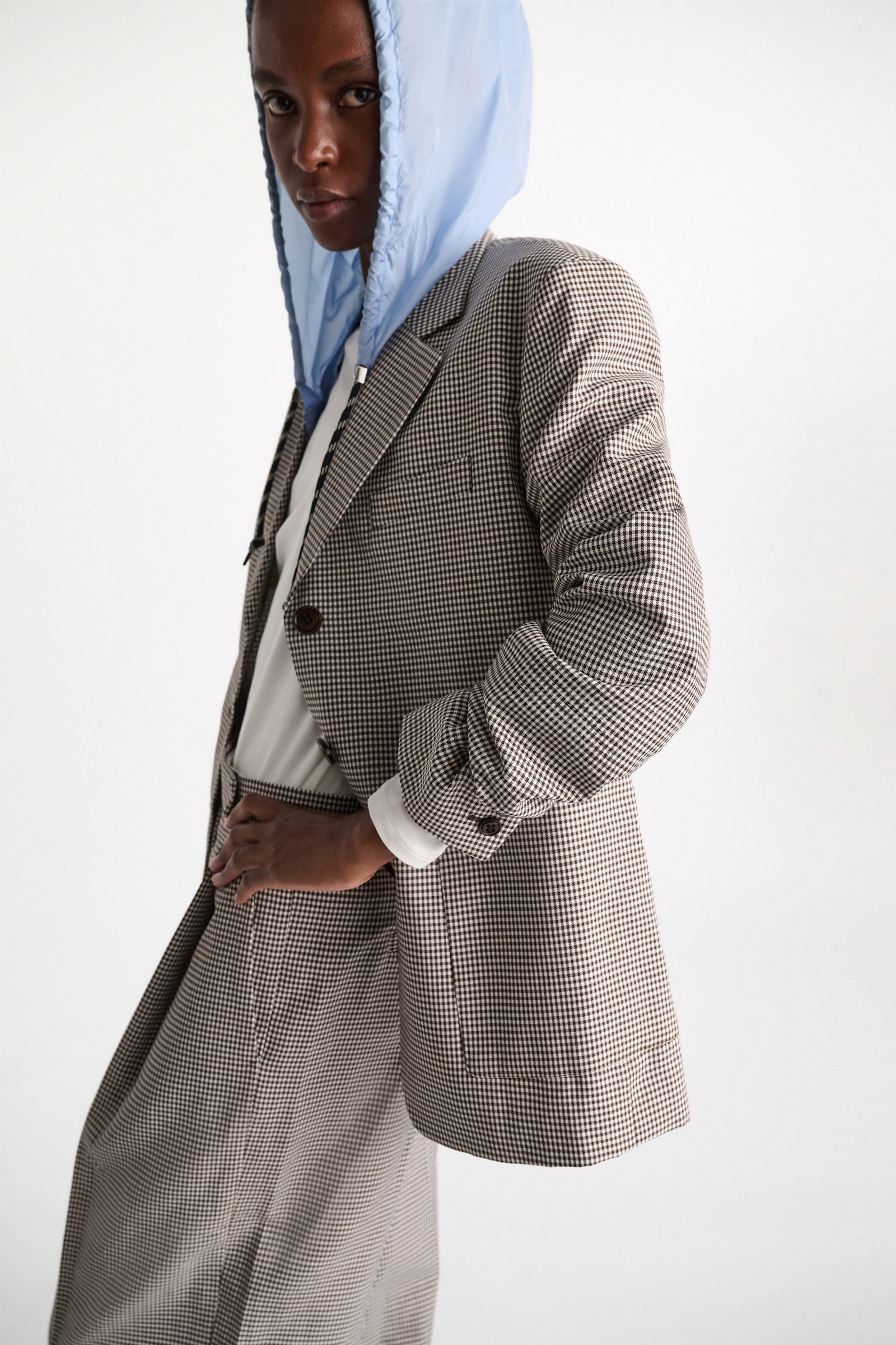 Dorothee Schumacher Karierter Blazer aus technischem Leinen white & walnut