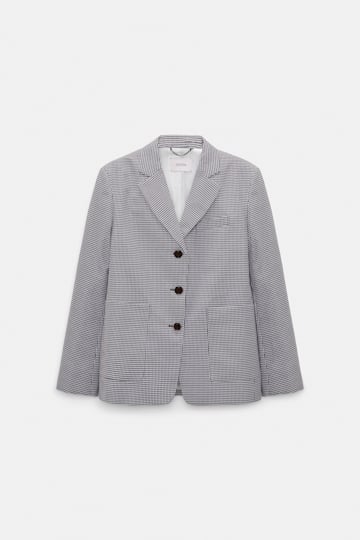 Dorothee Schumacher Karierter Blazer aus technischem Leinen white & walnut