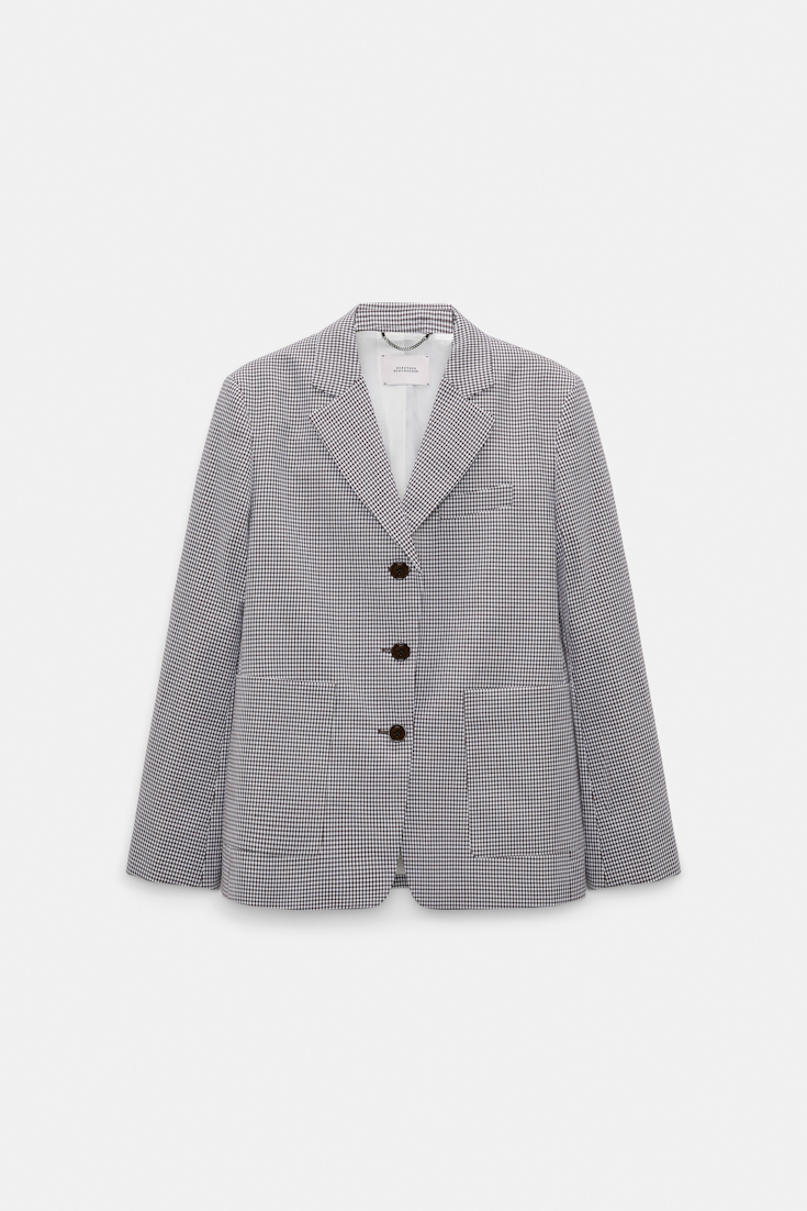 Dorothee Schumacher Karierter Blazer aus technischem Leinen white & walnut